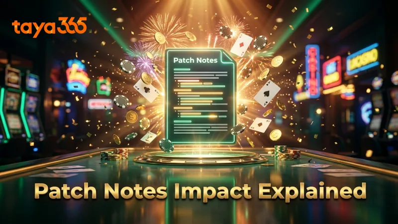 Close-up of patch notes highlighting game changes