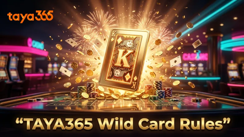 Close-up of a golden card symbolizing TAYA365’s wild card rules.